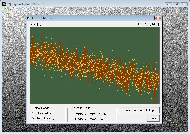 Calibrated frame histogram using AIP4WIN