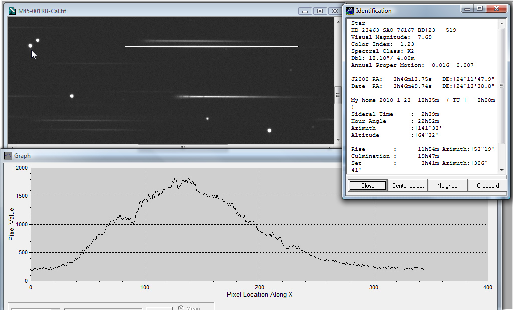 Pleiades M45 HD 23463 Star Spectrum 