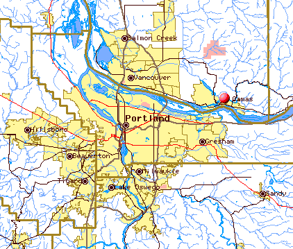 Map of Portland and Camas