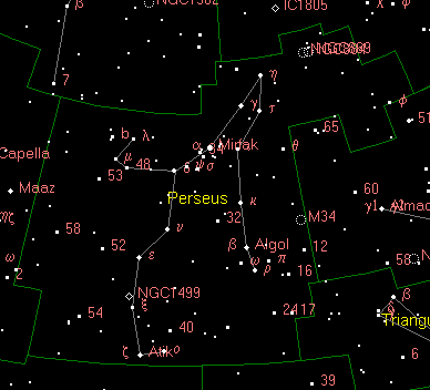 Perseus Constellation Star Chart