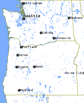 Map of Oregon and Washington