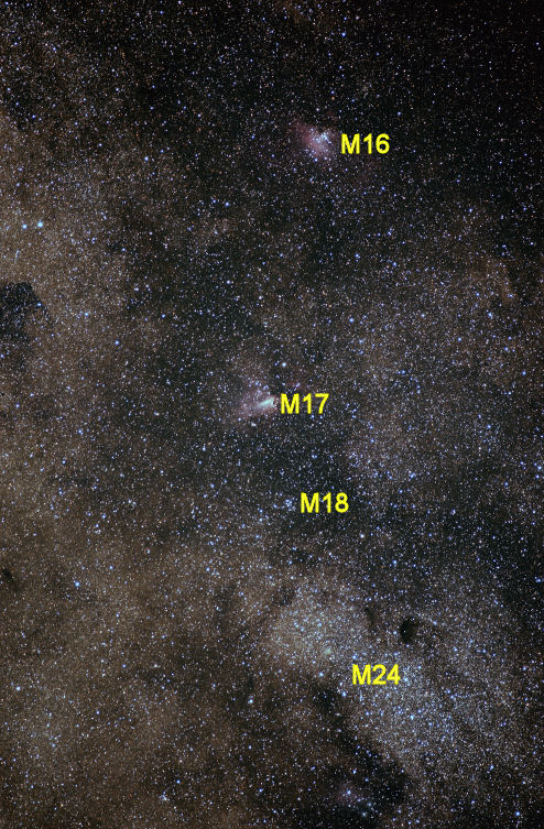 Messier M16, M17, M18 and M24