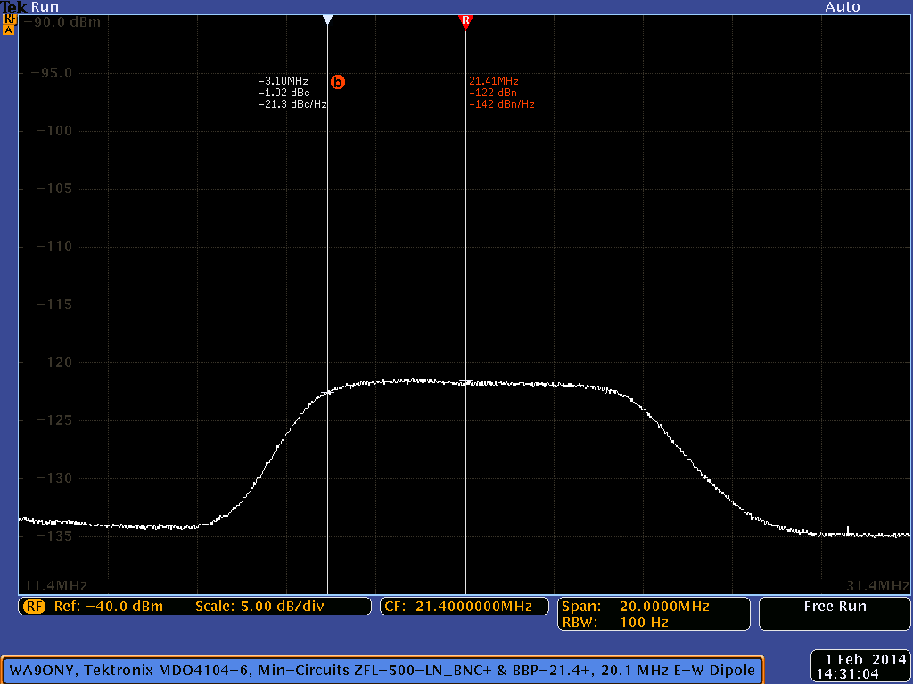 Tektronix MDO4104-6 signal conditioning for Jupiter Radio Emissions