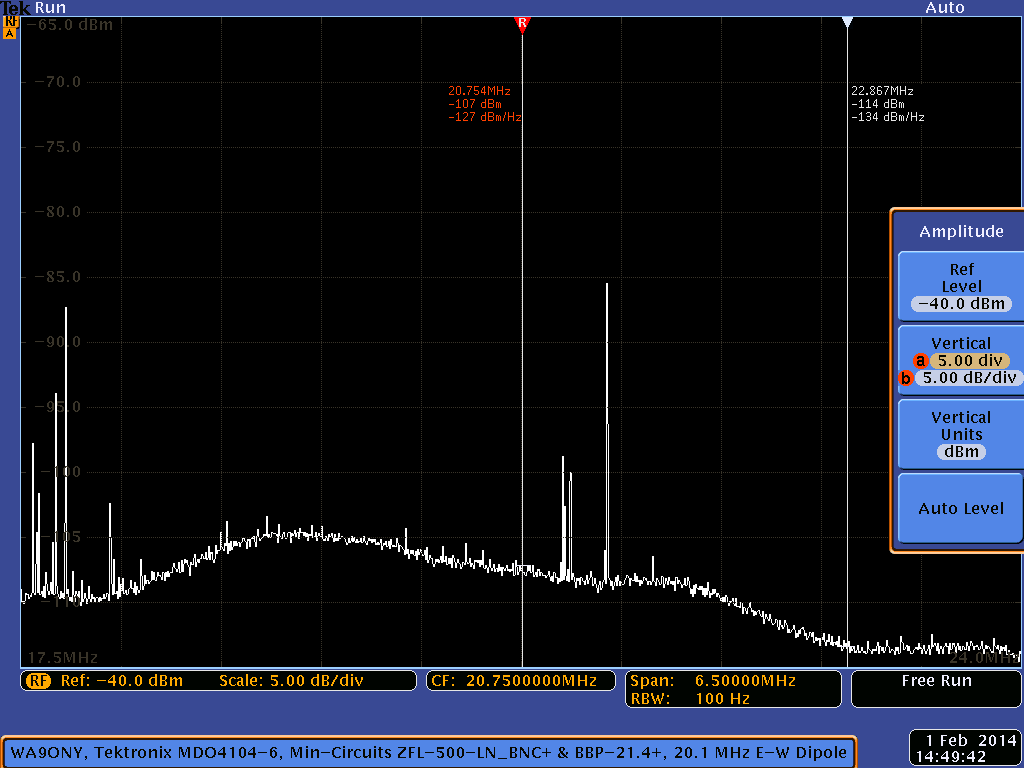 Tektronix MDO4104-6 Setup for Jupiter Radio Emissions