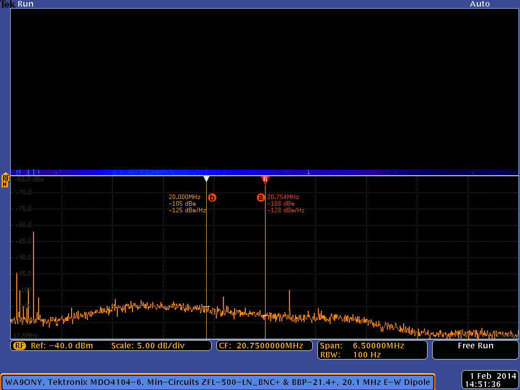 Tektronix MDO4104-6 Setup for Jupiter Radio Emissions