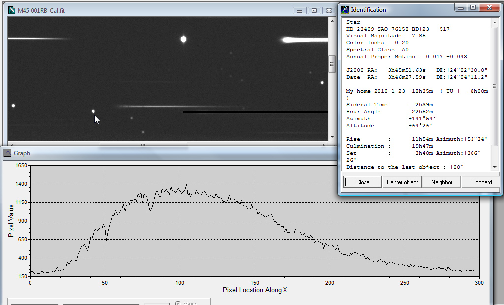 Pleiades M45 HD 23409 Star Spectrum 