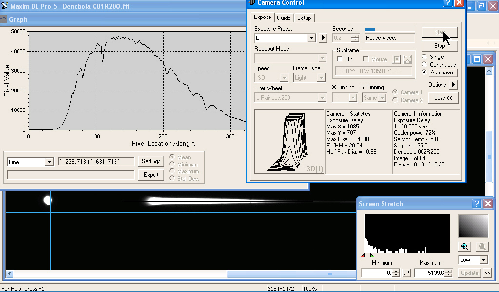 Spectrum focus is between H-beta and H-alpha