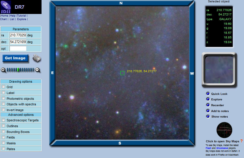 SDSS Image before the supernovae