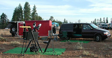 Van, trailer and telescope