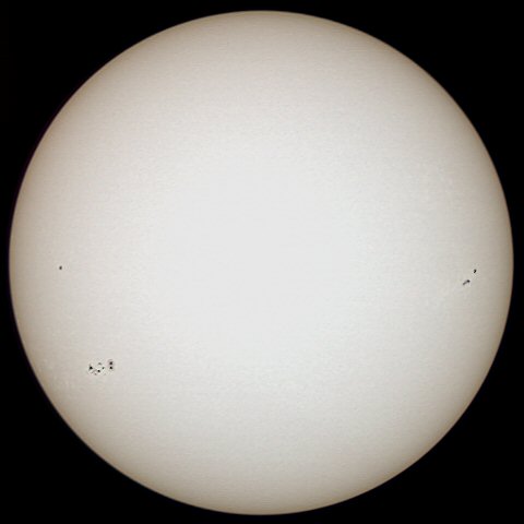 Sun image taken with Meade LPI and Orion 80mm on a Losmandy G-11 mount