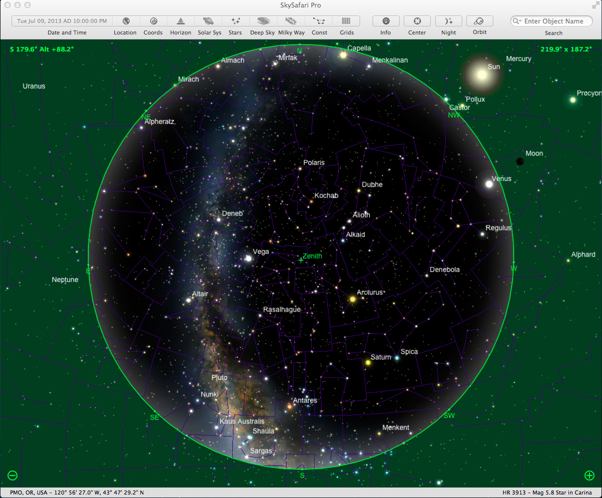 SkySafari Pro 1.7 for MacBook Sky Chart