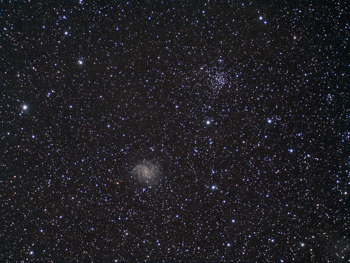 NGC 6946 Spiral Galaxy and NGC 6939 Open Star Cluster