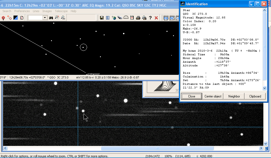 Cartes du Ciel 2.76c and MaxIm DL V5.07