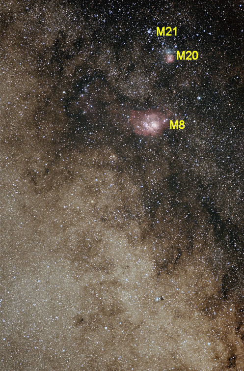 Messier M8, M20 and M21