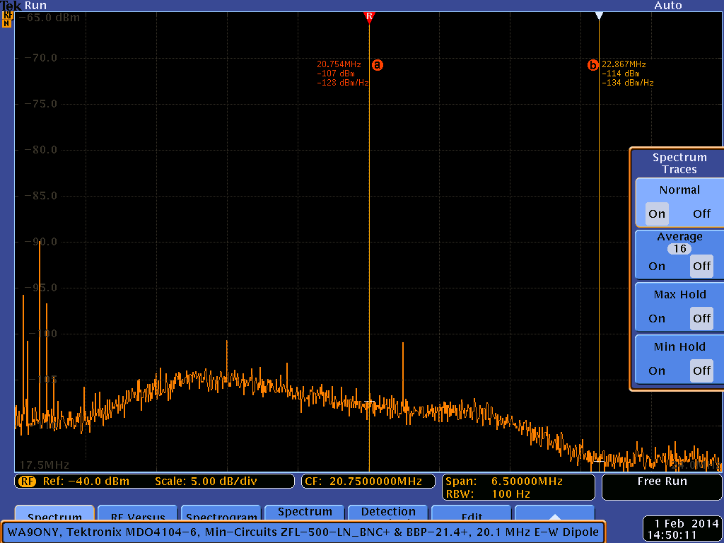 Tektronix MDO4104-6 Setup for Jupiter Radio Emissions