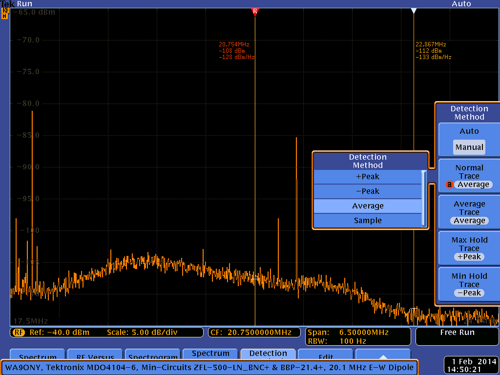 Tektronix MDO4104-6 Setup for Jupiter Radio Emissions