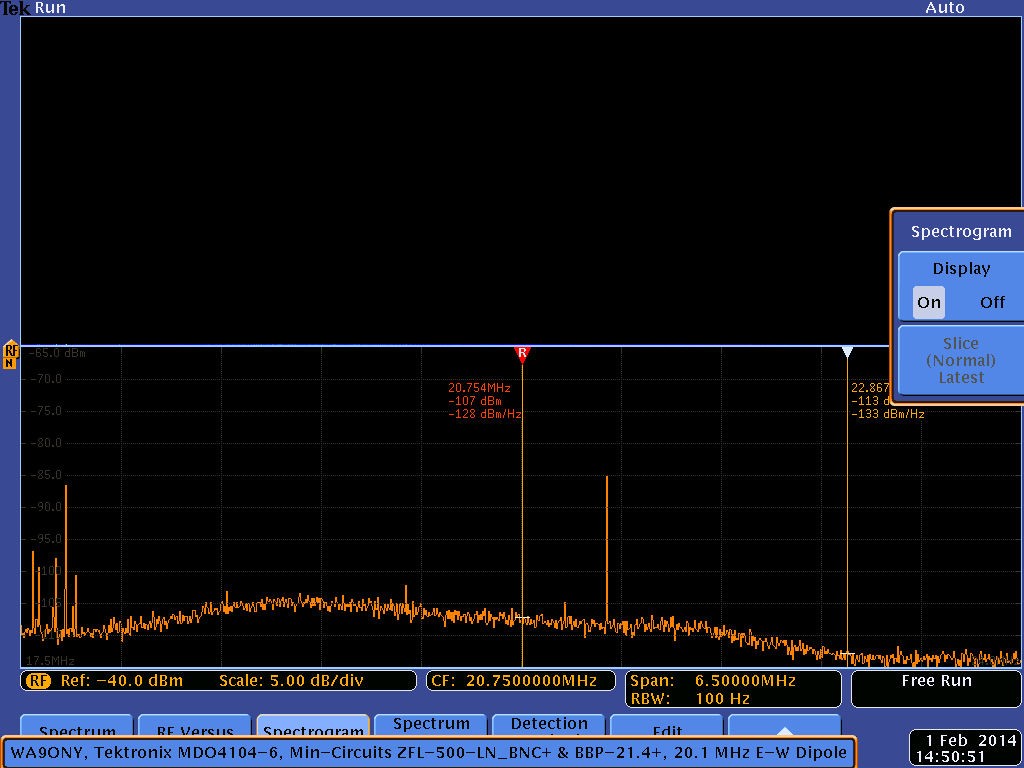 Tektronix MDO4104-6 Setup for Jupiter Radio Emissions