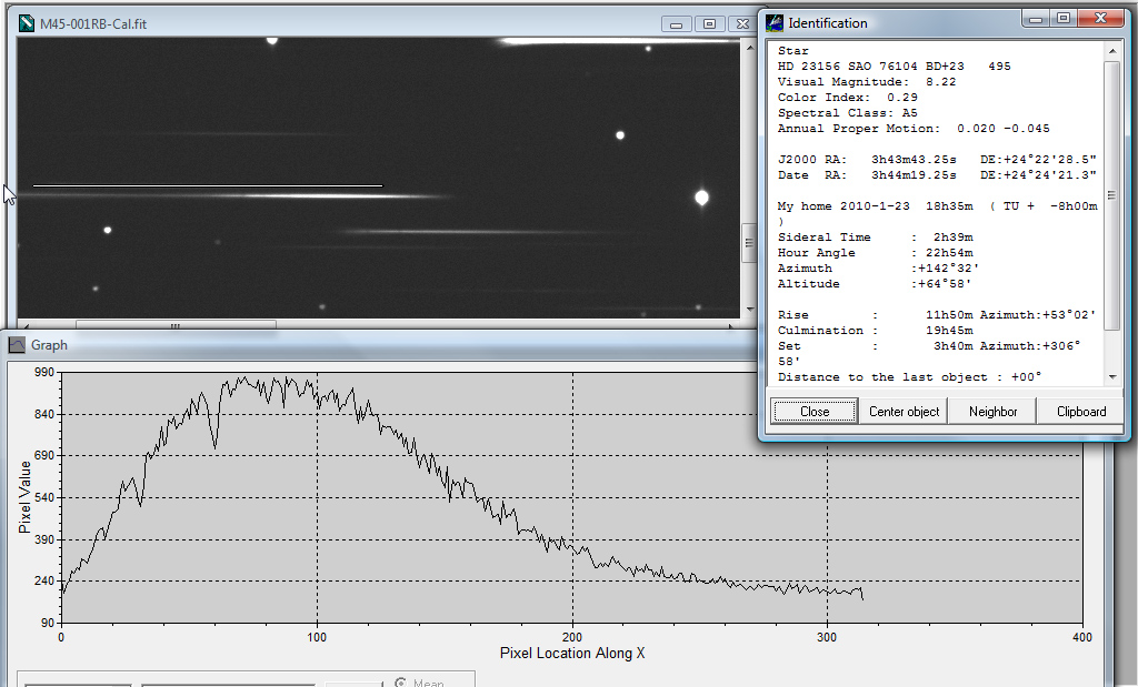 Pleiades M45 HD 23156 Star Spectrum 