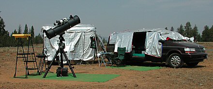 Van, trailer and telescope